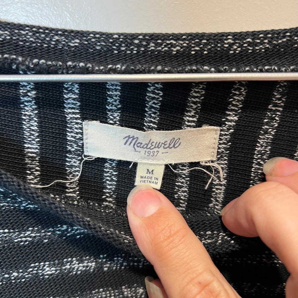 Madewell Womens Long Sleeve Top Metallic Striped Black Size M - Picture 3 of 8